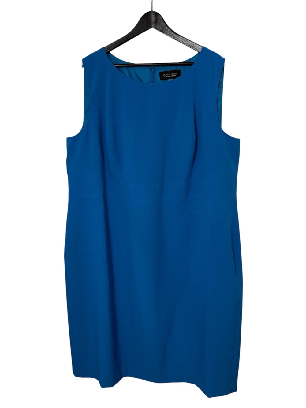 Black Label by Evan Picone Sleeveless Round Neck Sheath Dress, Blue, Size 24W